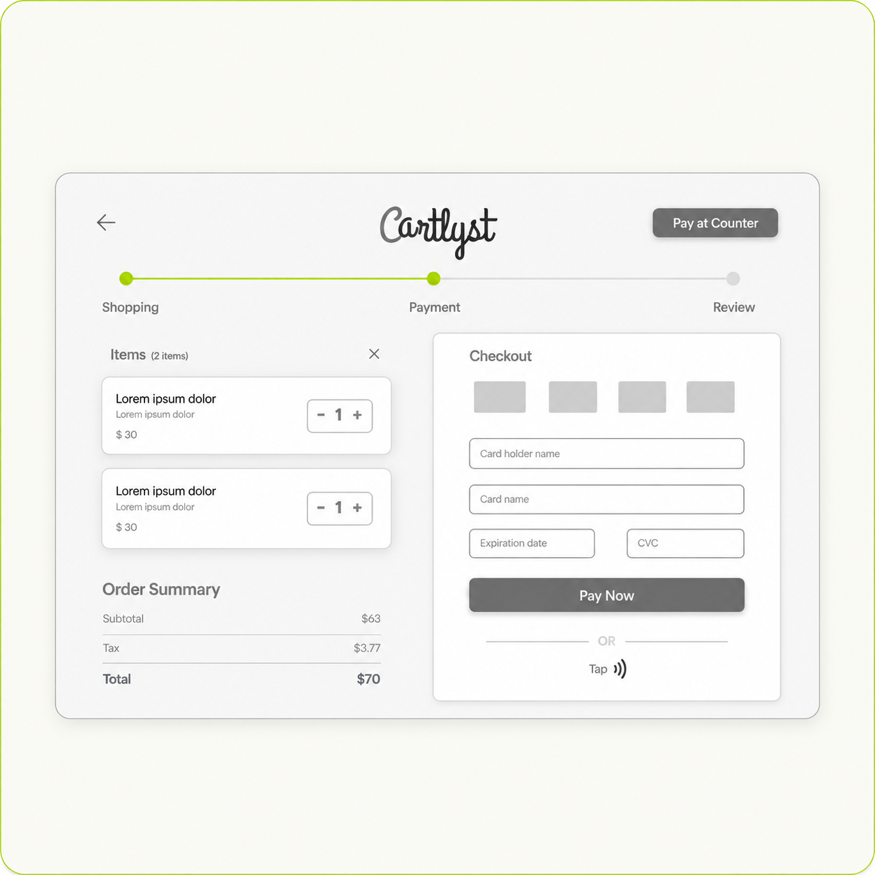 Cartlyst wireframe checkout